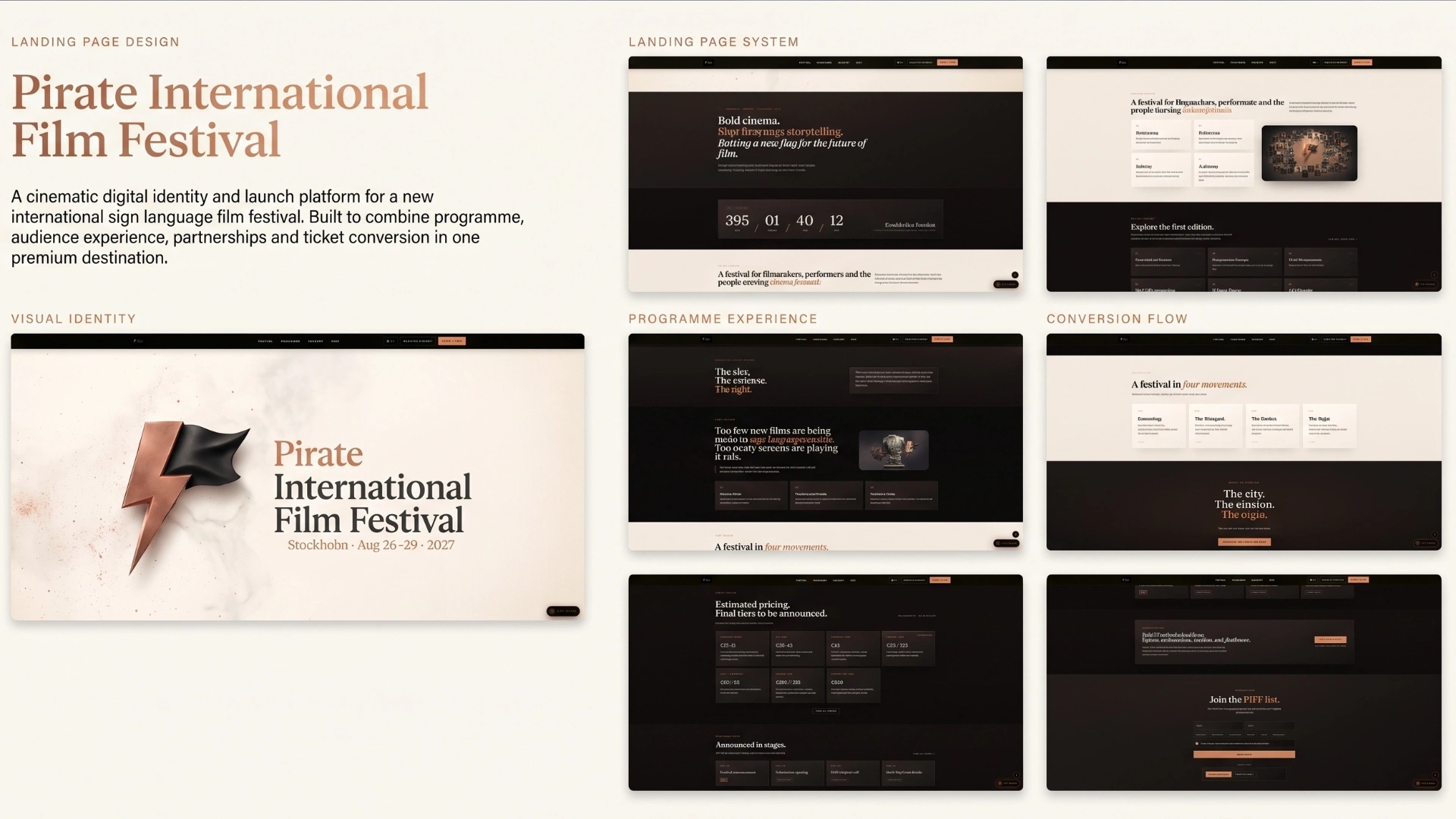 Pirate International Film Festival - designsystem för landningssida